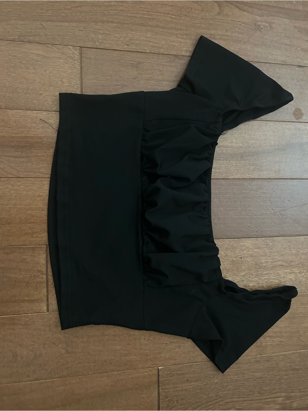 SHEIN Black Off-Shoulder Ruffle Crop Top